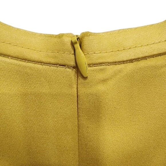 Escada Blouse Top Women Small Yellow Satin Feel Half Flutter Sleeve Casual Party - Picture 5 of 12